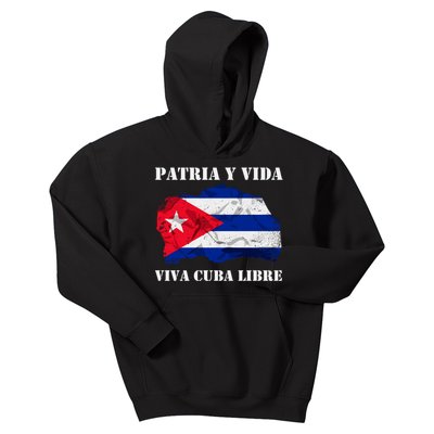 Patria Y Vida Viva Cuba Libre Distressed Cuban Flag Kids Hoodie