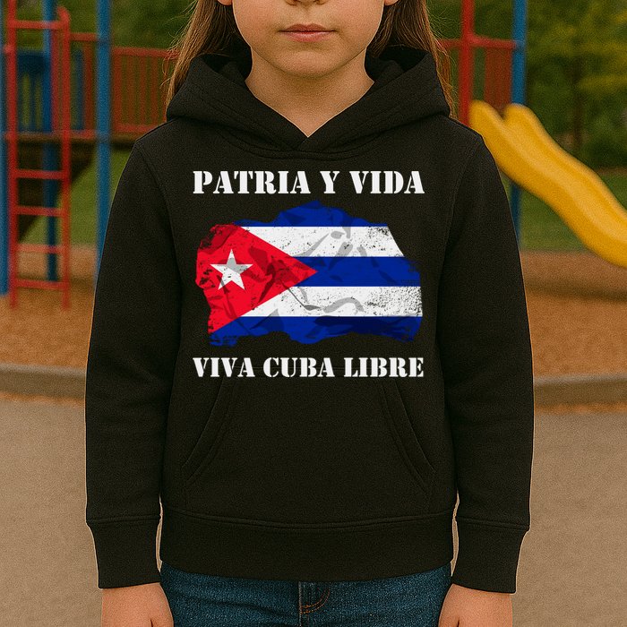 Patria Y Vida Viva Cuba Libre Distressed Cuban Flag Kids Hoodie