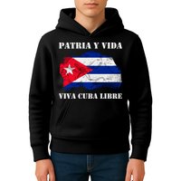 Patria Y Vida Viva Cuba Libre Distressed Cuban Flag Kids Hoodie