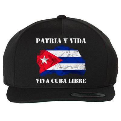 Patria Y Vida Viva Cuba Libre Distressed Cuban Flag Wool Snapback Cap
