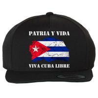 Patria Y Vida Viva Cuba Libre Distressed Cuban Flag Wool Snapback Cap