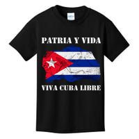 Patria Y Vida Viva Cuba Libre Distressed Cuban Flag Kids T-Shirt