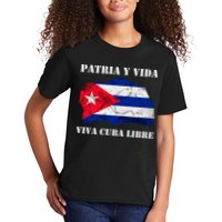 Patria Y Vida Viva Cuba Libre Distressed Cuban Flag Kids T-Shirt