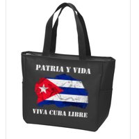 Patria Y Vida Viva Cuba Libre Distressed Cuban Flag Zip Tote Bag