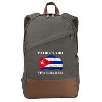 Patria Y Vida Viva Cuba Libre Distressed Cuban Flag Cotton Canvas Backpack