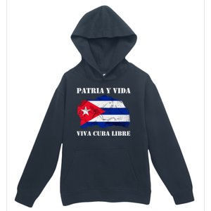 Patria Y Vida Viva Cuba Libre Distressed Cuban Flag Urban Pullover Hoodie