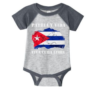 Patria Y Vida Viva Cuba Libre Distressed Cuban Flag Infant Baby Jersey Bodysuit