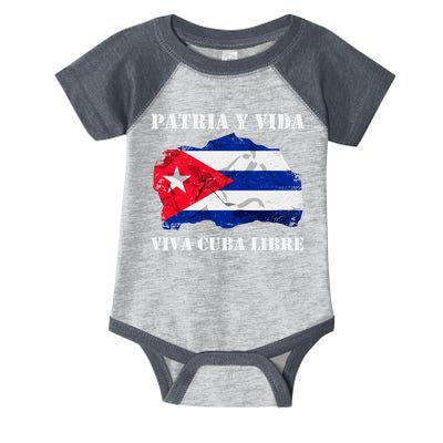 Patria Y Vida Viva Cuba Libre Distressed Cuban Flag Infant Baby Jersey Bodysuit