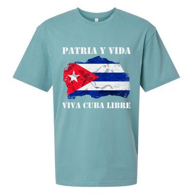 Patria Y Vida Viva Cuba Libre Distressed Cuban Flag Sueded Cloud Jersey T-Shirt