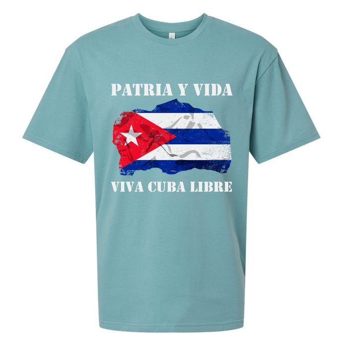 Patria Y Vida Viva Cuba Libre Distressed Cuban Flag Sueded Cloud Jersey T-Shirt