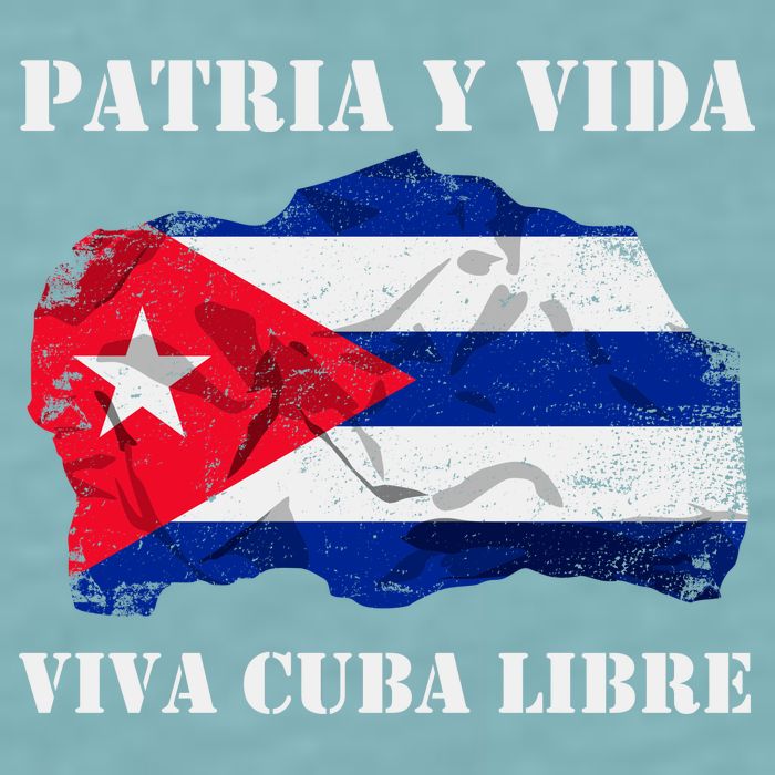 Patria Y Vida Viva Cuba Libre Distressed Cuban Flag Sueded Cloud Jersey T-Shirt