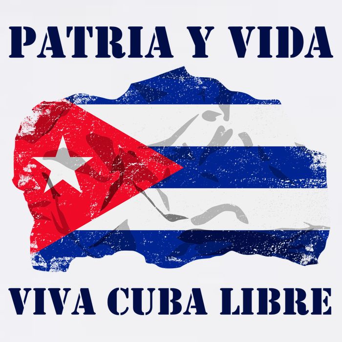 Patria Y Vida Viva Cuba Libre Distressed Cuban Flag Garment-Dyed Sweatshirt