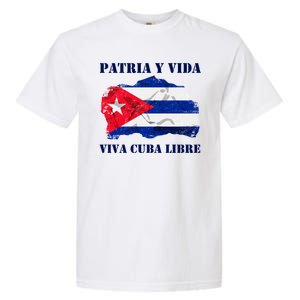 Patria Y Vida Viva Cuba Libre Distressed Cuban Flag Garment-Dyed Heavyweight T-Shirt