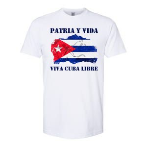 Patria Y Vida Viva Cuba Libre Distressed Cuban Flag Softstyle CVC T-Shirt