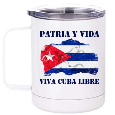 Patria Y Vida Viva Cuba Libre Distressed Cuban Flag 12 oz Stainless Steel Tumbler Cup