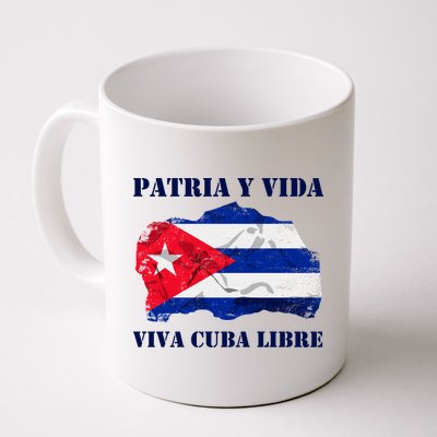 Patria Y Vida Viva Cuba Libre Distressed Cuban Flag Coffee Mug