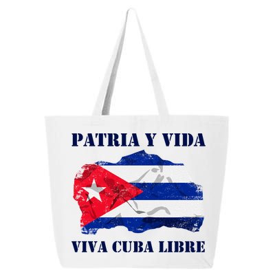 Patria Y Vida Viva Cuba Libre Distressed Cuban Flag 25L Jumbo Tote