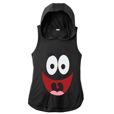 Patrick Cartoon Smile Face Ladies PosiCharge Tri-Blend Wicking Draft Hoodie Tank