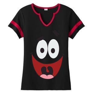 Patrick Cartoon Smile Face Ladies Halftime Notch Neck Tee