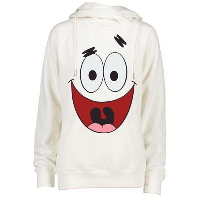 Patrick Cartoon Smile Face Womens Funnel Neck Pullover Hood