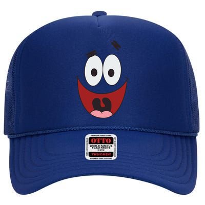 Patrick Cartoon Smile Face High Crown Mesh Back Trucker Hat