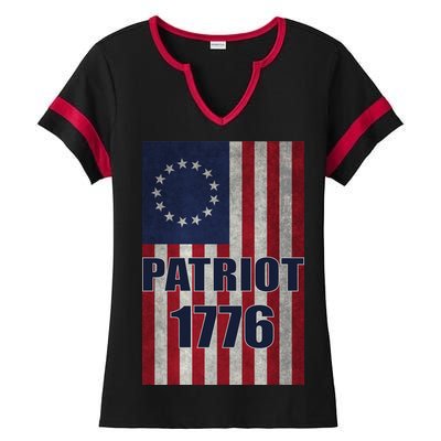 Patriot Betsy Ross Flag 1776 Ladies Halftime Notch Neck Tee