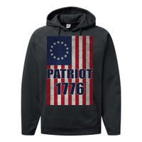 Patriot Betsy Ross Flag 1776 Performance Fleece Hoodie