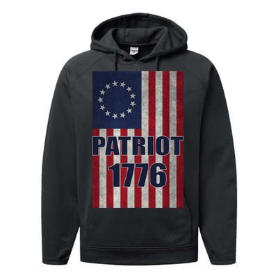 Patriot Betsy Ross Flag 1776 Performance Fleece Hoodie