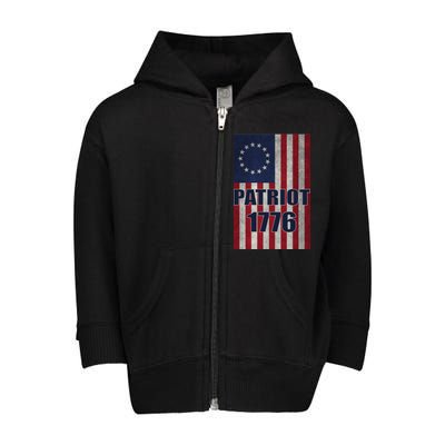 Patriot Betsy Ross Flag 1776 Toddler Zip Fleece Hoodie