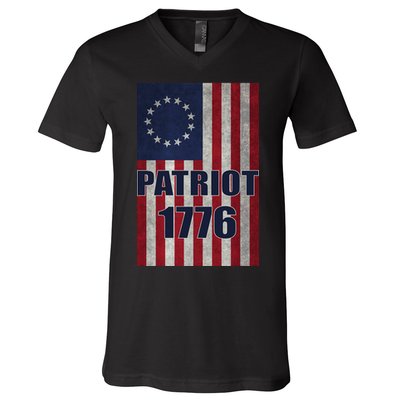 Patriot Betsy Ross Flag 1776 V-Neck T-Shirt