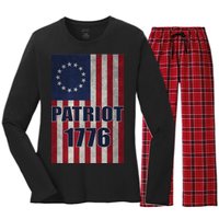 Patriot Betsy Ross Flag 1776 Women's Long Sleeve Flannel Pajama Set 