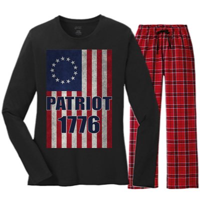 Patriot Betsy Ross Flag 1776 Women's Long Sleeve Flannel Pajama Set 