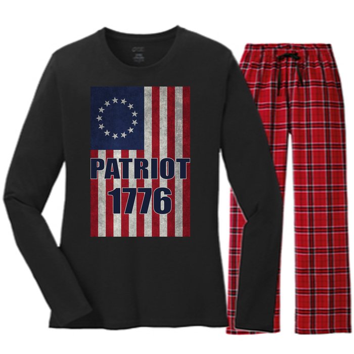 Patriot Betsy Ross Flag 1776 Women's Long Sleeve Flannel Pajama Set 