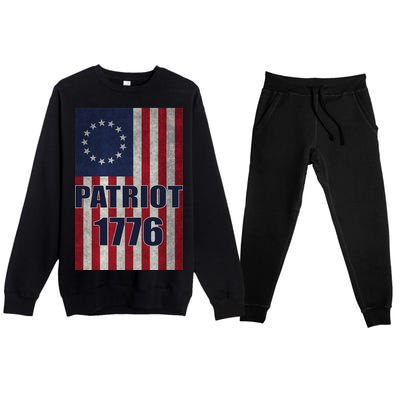 Patriot Betsy Ross Flag 1776 Premium Crewneck Sweatsuit Set