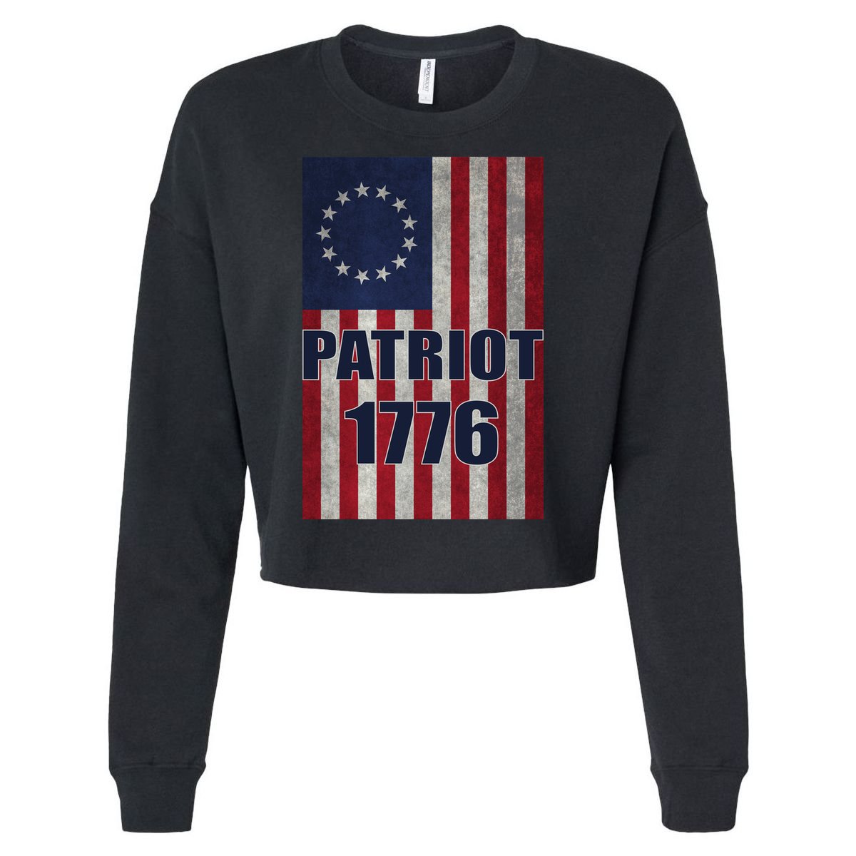 Patriot Betsy Ross Flag 1776 Cropped Pullover Crew