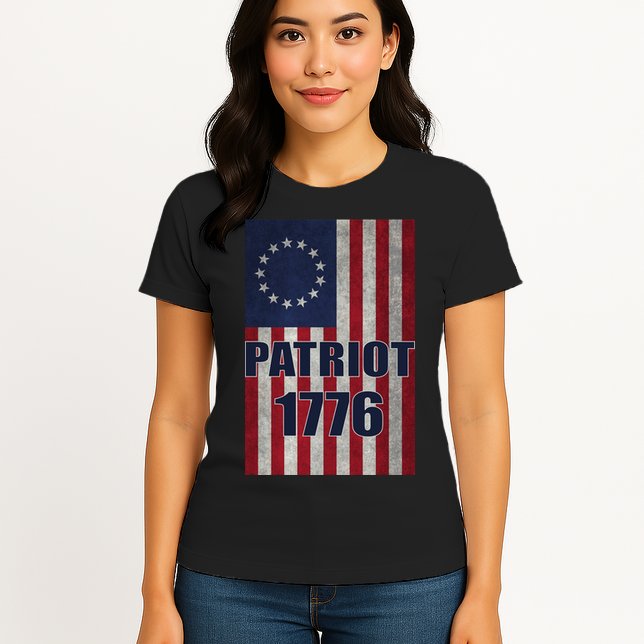 Patriot Betsy Ross Flag 1776 Womens T-Shirt