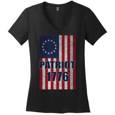 Patriot Betsy Ross Flag 1776 Women's V-Neck T-Shirt