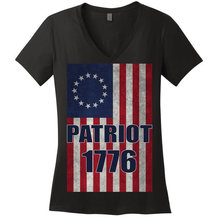 Patriot Betsy Ross Flag 1776 Women's V-Neck T-Shirt