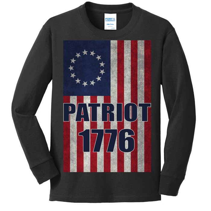 Patriot Betsy Ross Flag 1776 Kids Long Sleeve Shirt