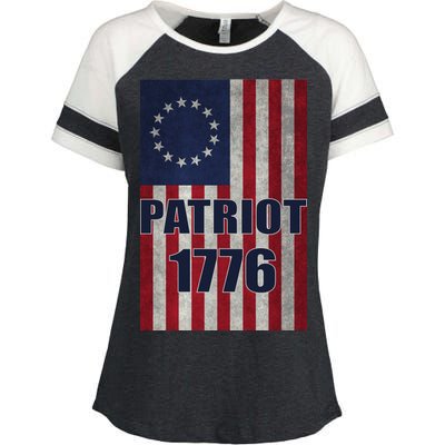 Patriot Betsy Ross Flag 1776 Enza Ladies Jersey Colorblock Tee