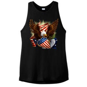 Patriot Eagle American Shield Ladies PosiCharge Tri-Blend Wicking Tank