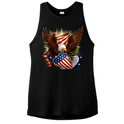 Patriot Eagle American Shield Ladies PosiCharge Tri-Blend Wicking Tank