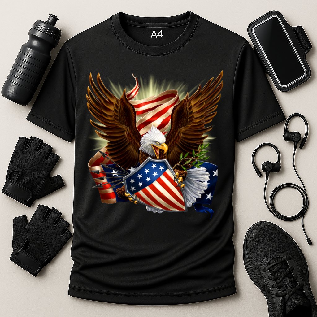 Patriot Eagle American Shield Cooling Performance Crew T-Shirt
