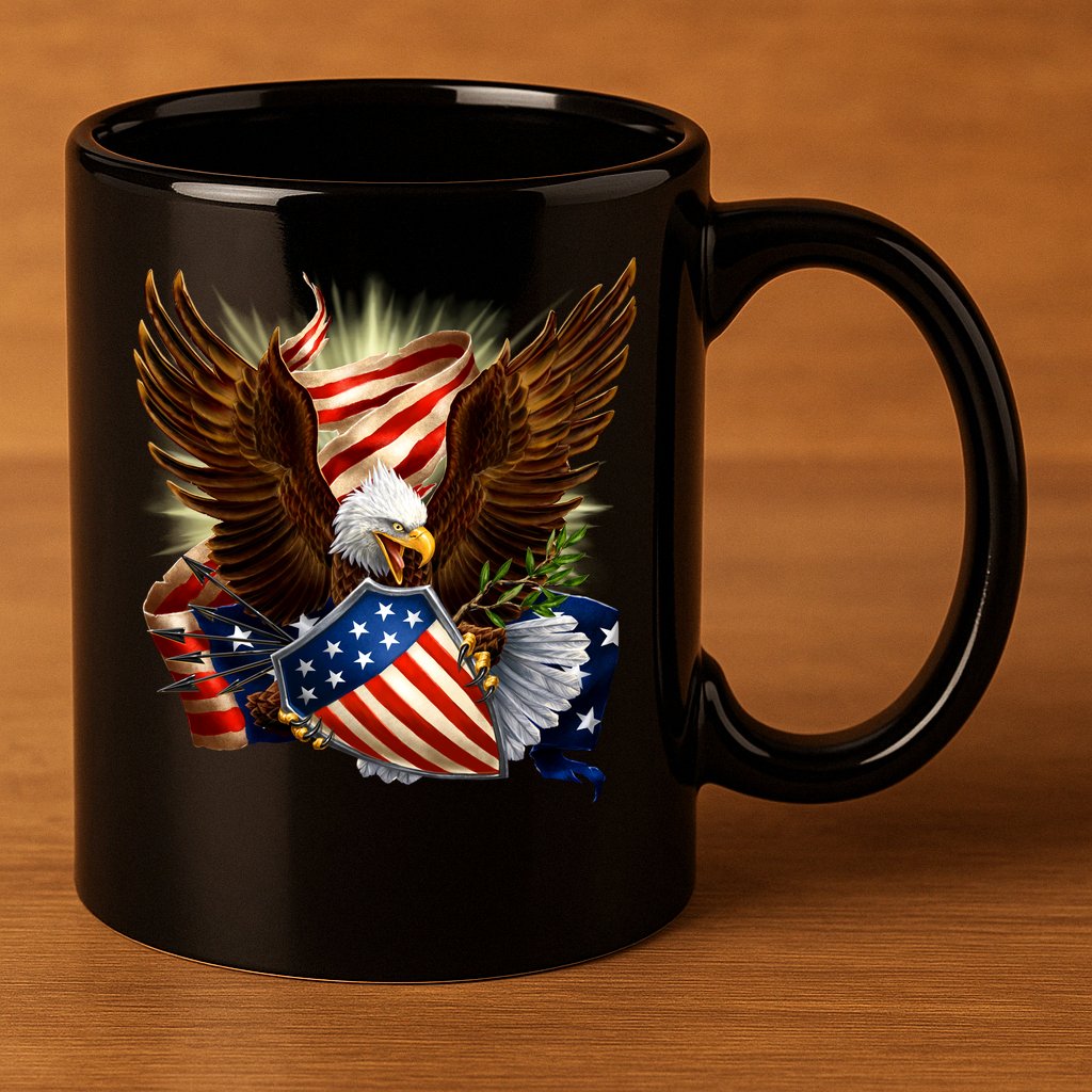 Patriot Eagle American Shield 11oz C Handle Ceramic Mug