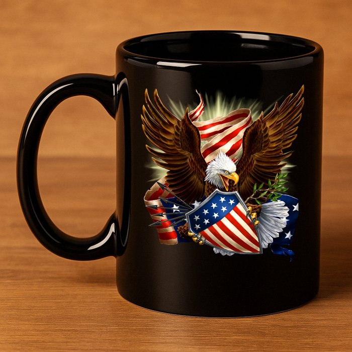 Patriot Eagle American Shield 11oz C Handle Ceramic Mug