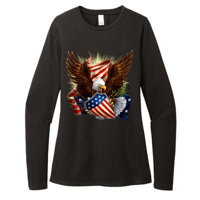 Patriot Eagle American Shield Womens CVC Long Sleeve Shirt