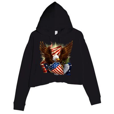 Patriot Eagle American Shield Crop Fleece Hoodie