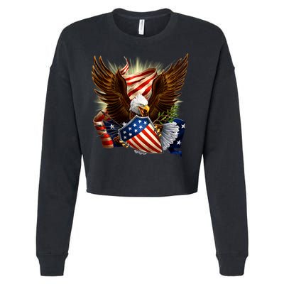 Patriot Eagle American Shield Cropped Pullover Crew