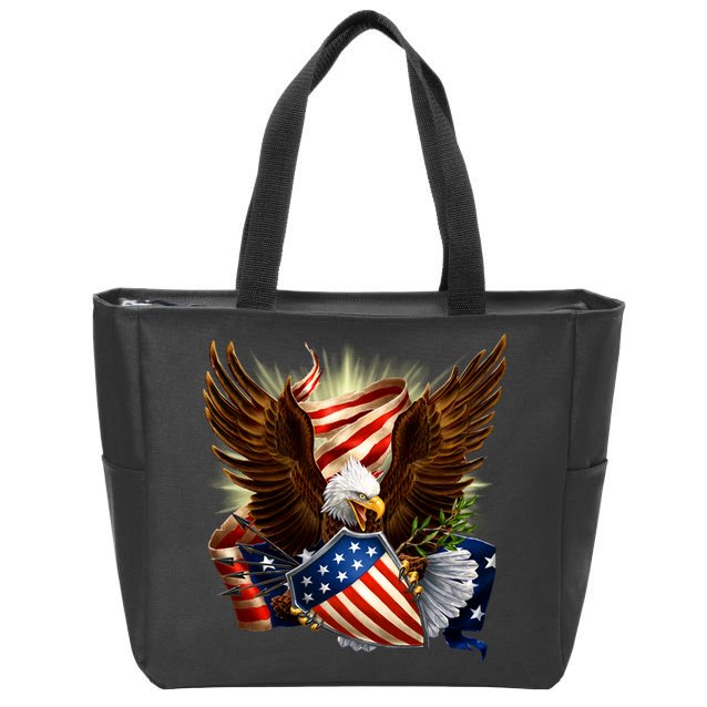 Patriot Eagle American Shield Zip Tote Bag