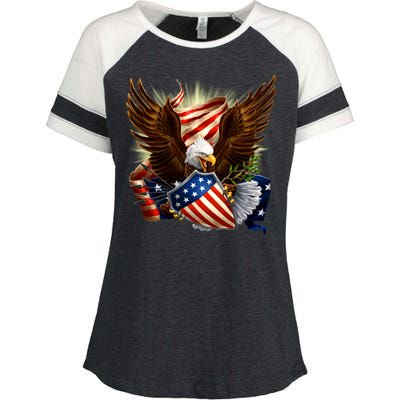 Patriot Eagle American Shield Enza Ladies Jersey Colorblock Tee